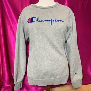 Champion, gray, long sleeve sweater size extra large cotton blend